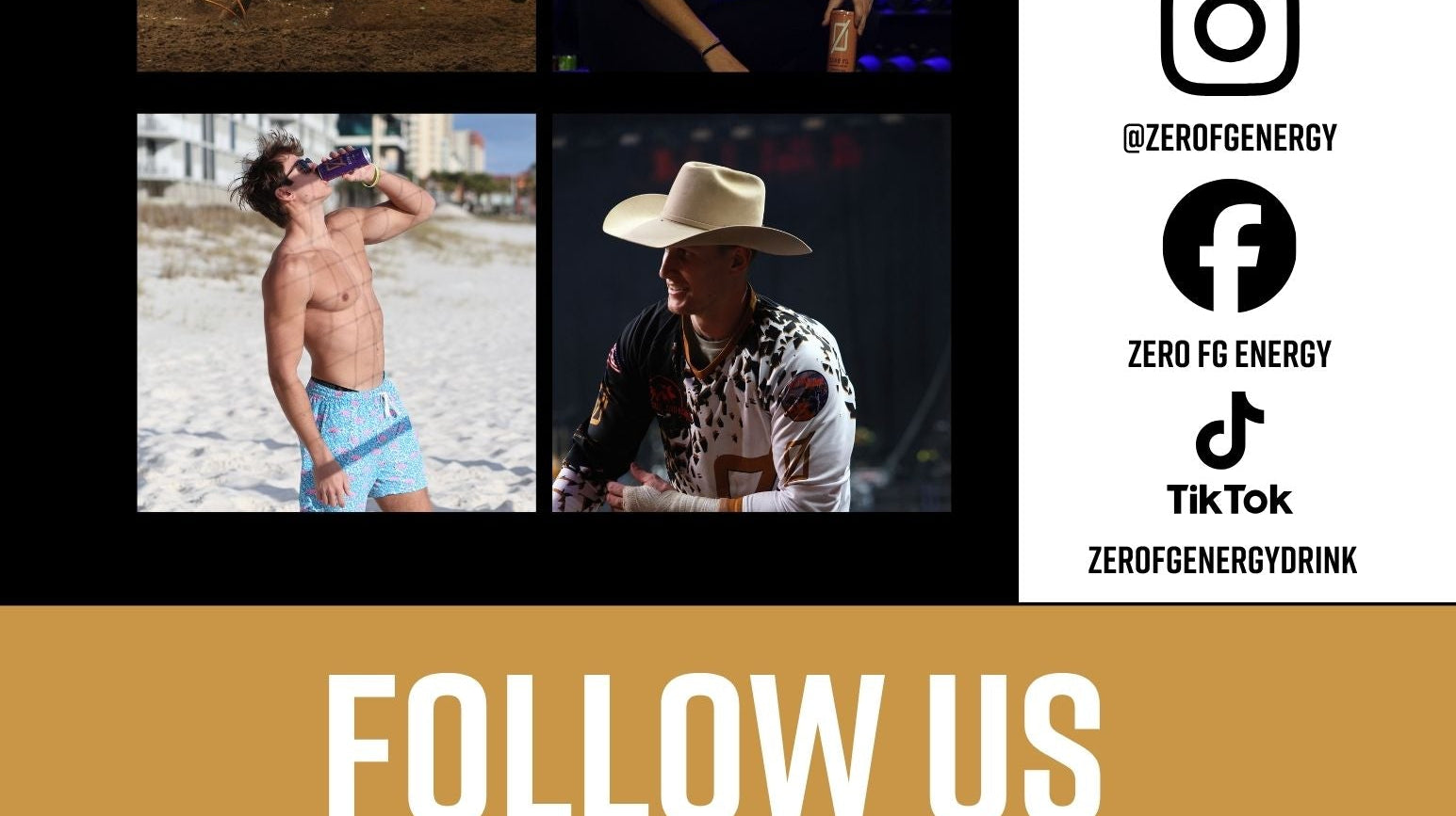 Follow Zero FG Energy Drink on Social Media!