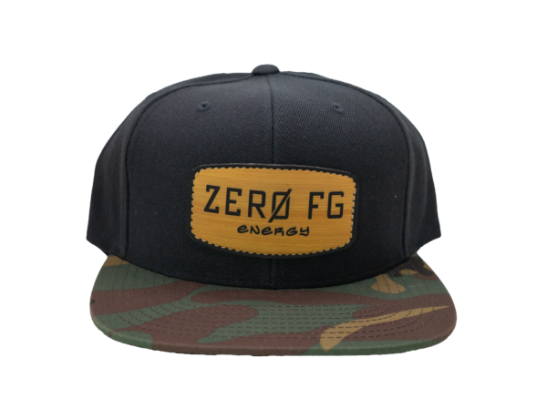 The Authentic YUPOONG Black Snapback w/ Full Zero FG Logo and Camo Bill